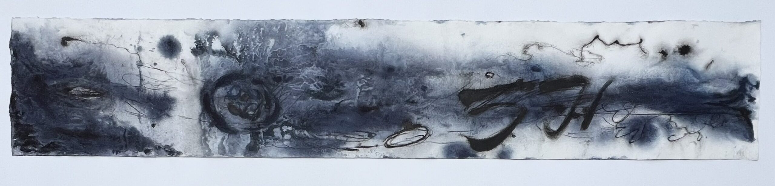 Drawing with the waves, 2026, watercolor and ink, 30 x 160 cm