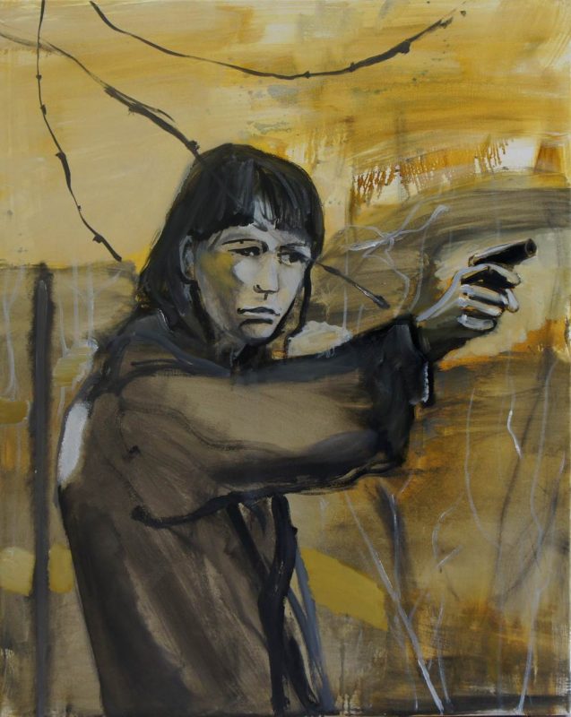Girl with gun, 2015, olie op doek, 100 x 80 cm