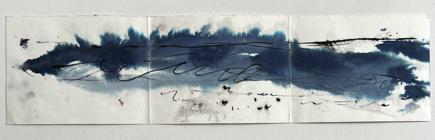 The surf of the North Sea, 2026, ink and watercolor,16,5 x 65 cm