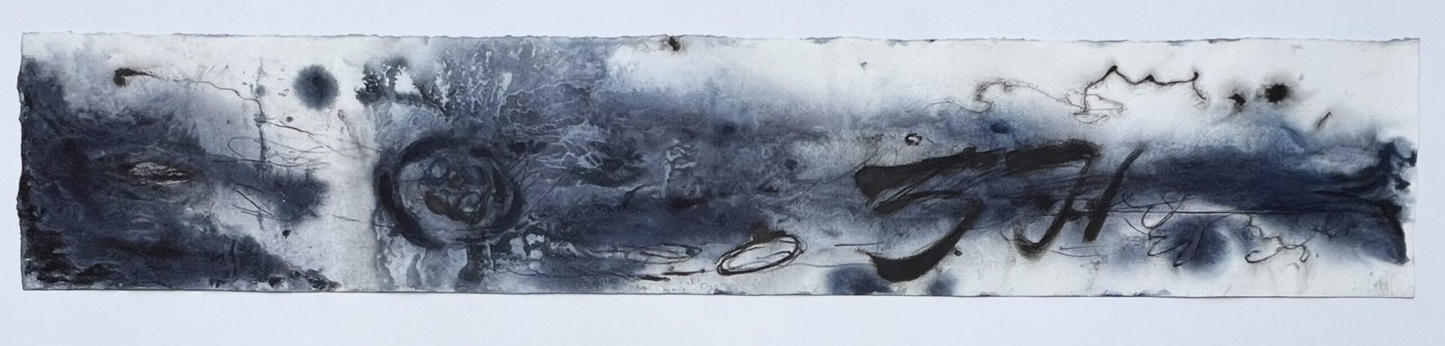 Drawing with the waves, 2026, watercolor and ink, 30 x 160 cm